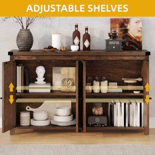 DWVO 55'' Sideboard Buffet Cabinet with Storage, Farmhouse Kitchen Storage Cabinet with Doors