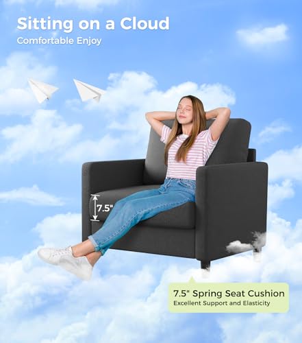 Sofa Accent Chair, 33" Reading Chair for Bedroom, Tool-Free Setup Living Room Accent Chairs, Comfy Arm Chairs Living Room, All-Wood Reading Nook
