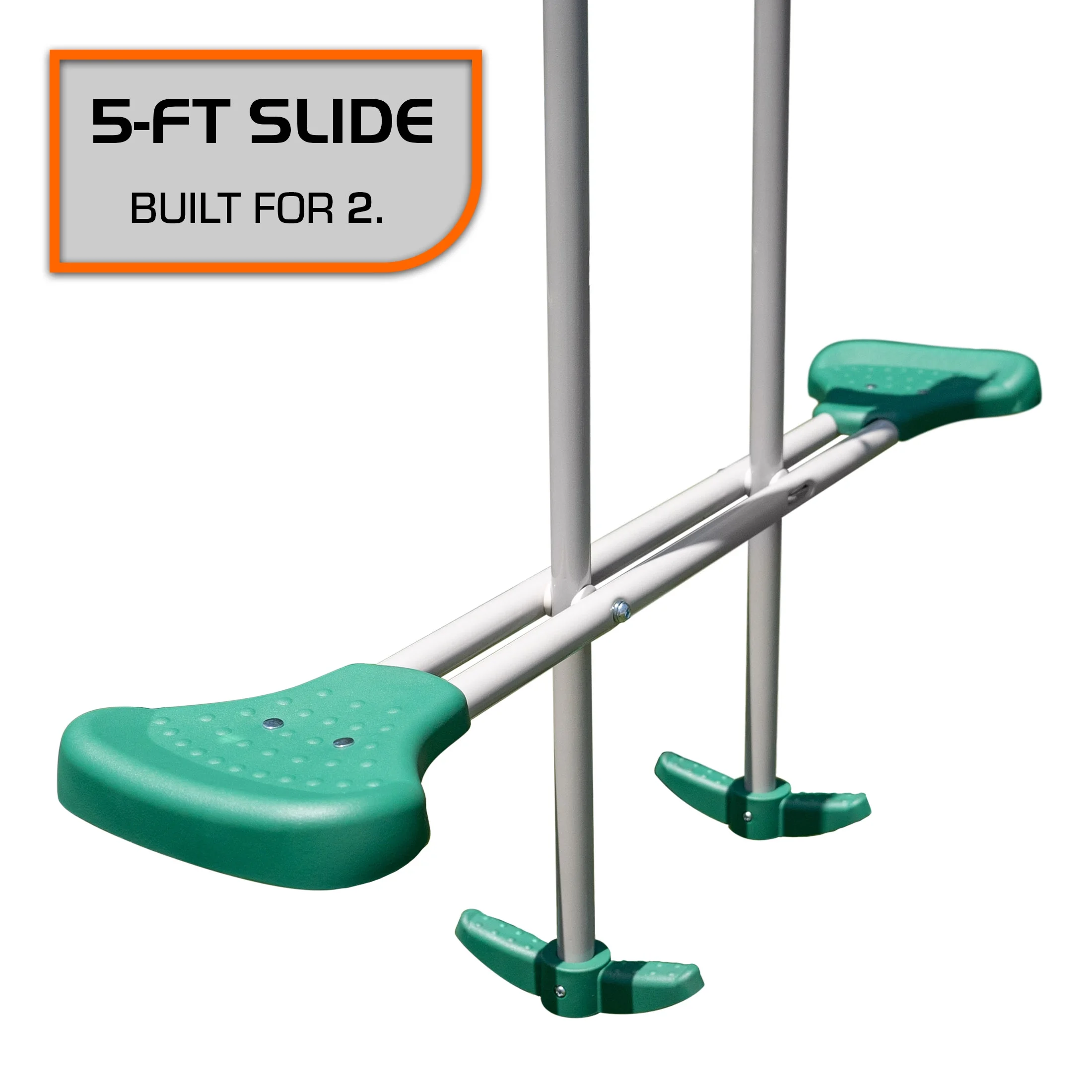 The Swing Company Yonkers Metal Swing Set with Glide Ride Trapeze Bar and 5' Slide