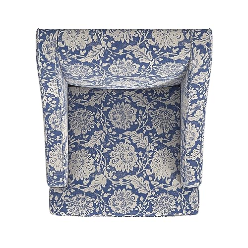 HomePop Velvet Swoop Arm Accent Chair, Suri Blue