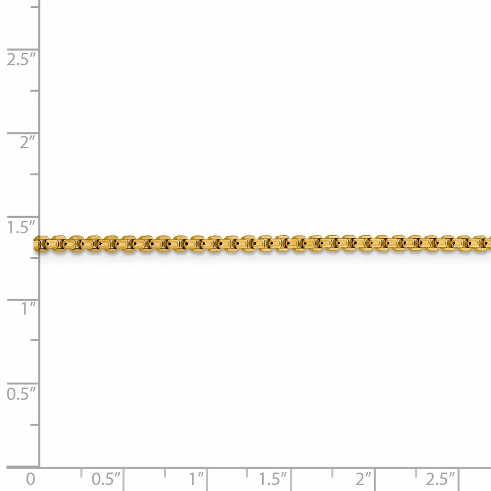 Leslie's Real 14kt Yellow Gold 2.4mm Diamond Cut Round Box Chain; 18 inch; Lobster Clasp; for Adults and Teens; for Women and Men