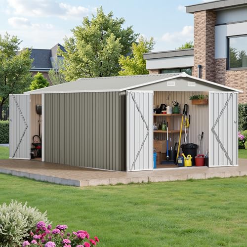 NicBex 6×5 Resin Outdoor Storage Shed with Floor & Window– All-Weather Lockable Small Tool Shed
