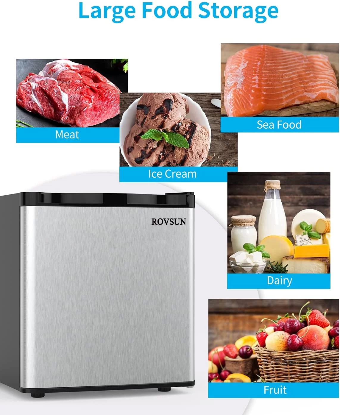 ROVSUN 1.1 Cu.Ft Compact Upright Freezer with Shelf & Adjustable Thermostat for Home Office Dorm Apartment