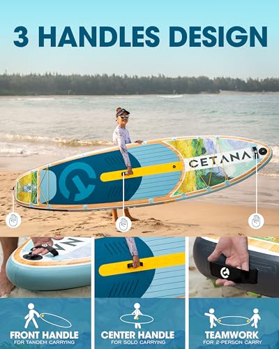 CETANA 11'6×35" Extra Wide Stand Up Paddle Board for Adults & Youth, 400lb Capacity Inflatable Paddle Board, Sup for 2+1 Person with Removable US Fin