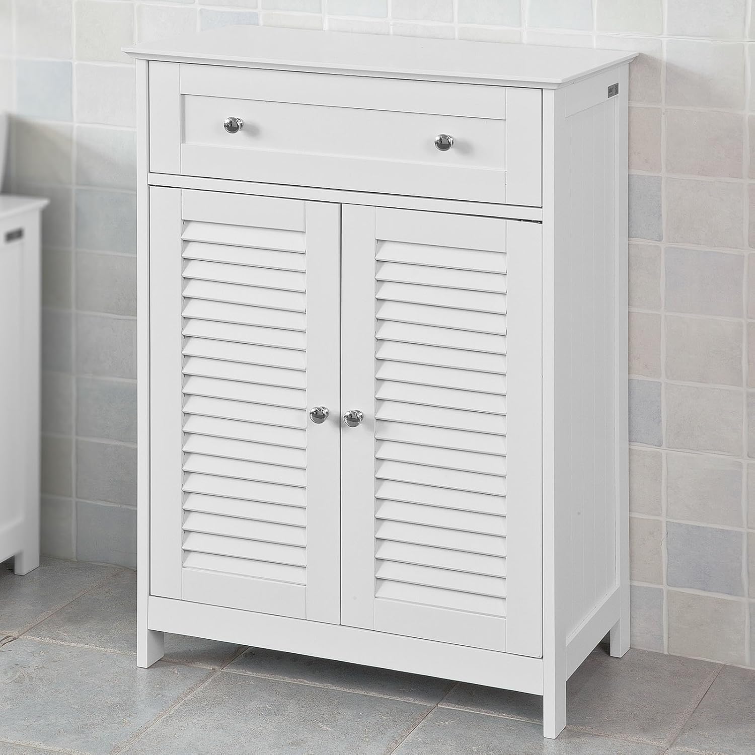 Haotian Bathroom Vanity Set White Bathroom Storage Cabinet with Drawer and Double Shutter Door (FRG238-W)