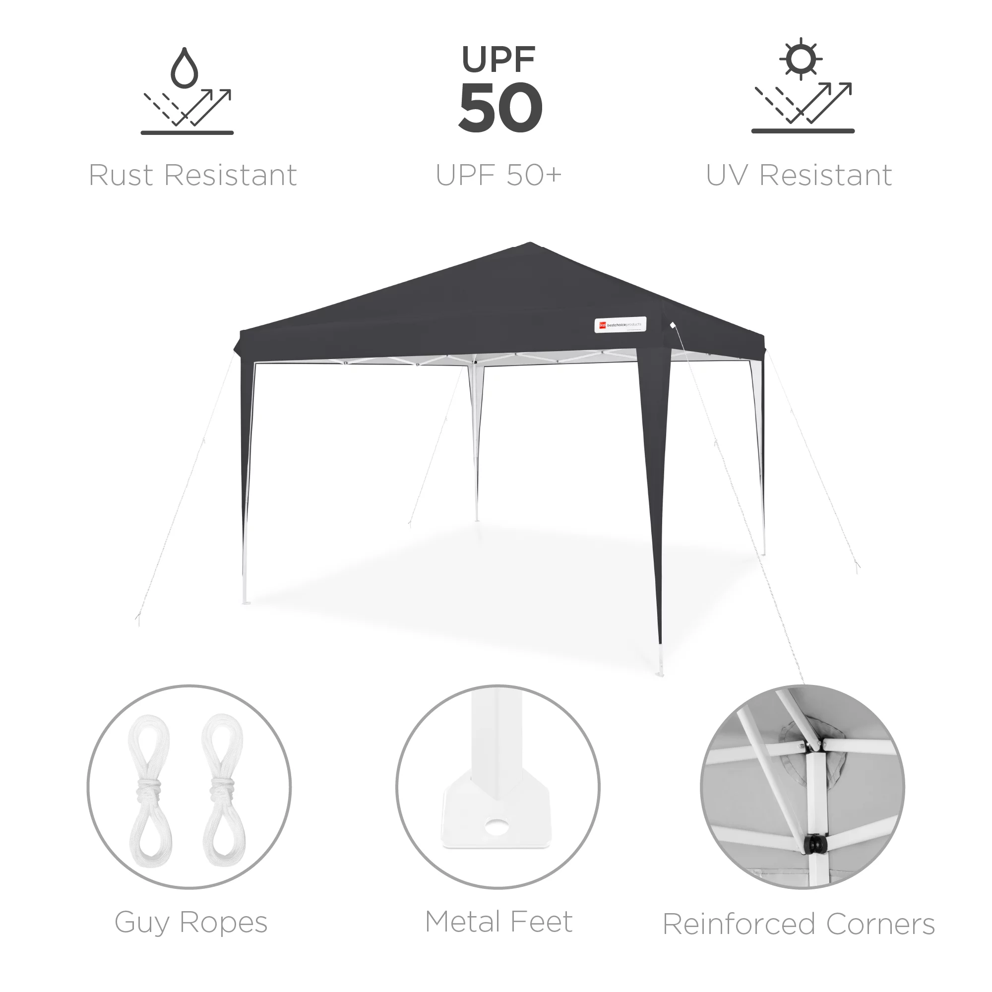 Best Choice Products 10x10ft Pop Up Canopy Outdoor Portable Adjustable Instant Gazebo Tent w/ Carrying Bag - Black