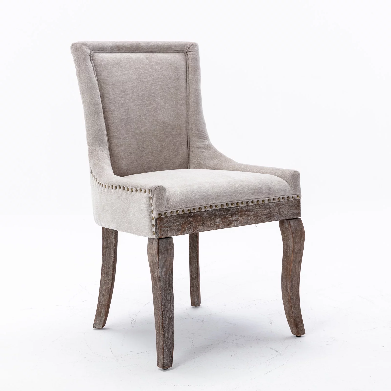 Elegant Button Tufted Side Dining Chairs, High-end Thickened Fabric Dining Chairs with Bronze Nail head