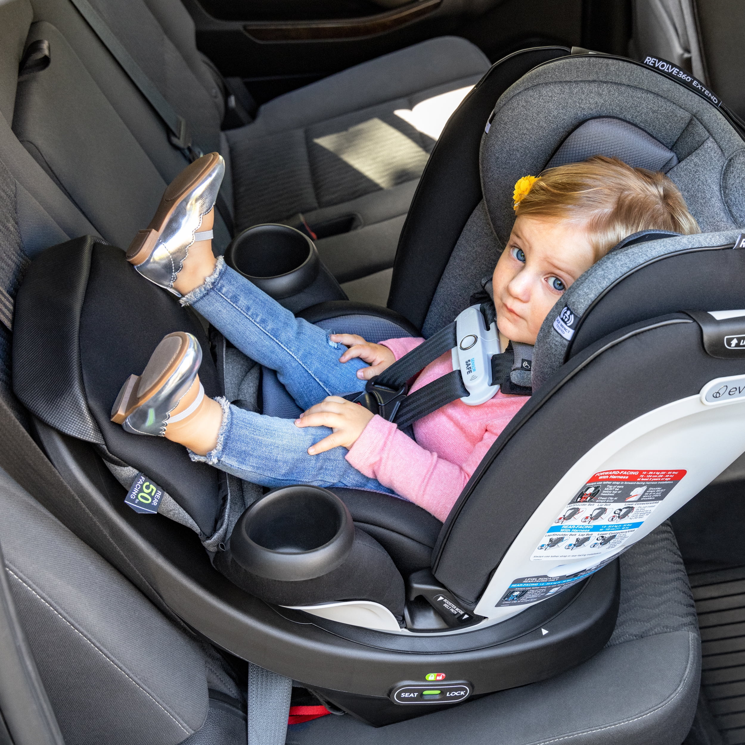 Gold Revolve360 Extend All-in-One Rotational Car Seat with SensorSafe (Moonstone Gray)