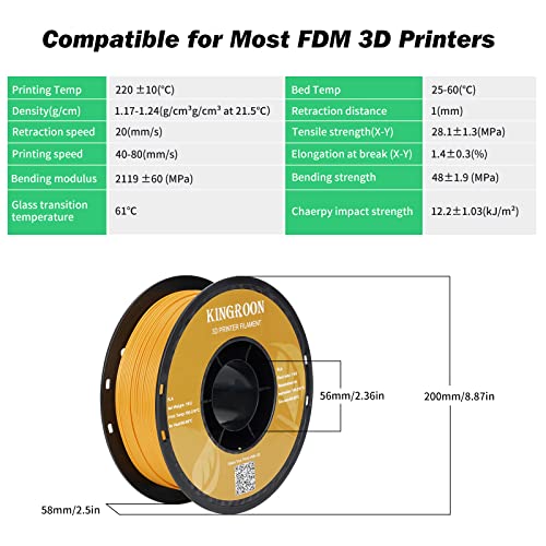 Kingroon PLA 3D Printer Filament, 12Rolls, Dimensional Accuracy +/- 0.03 mm, 12kg Spool(26.4lbs)