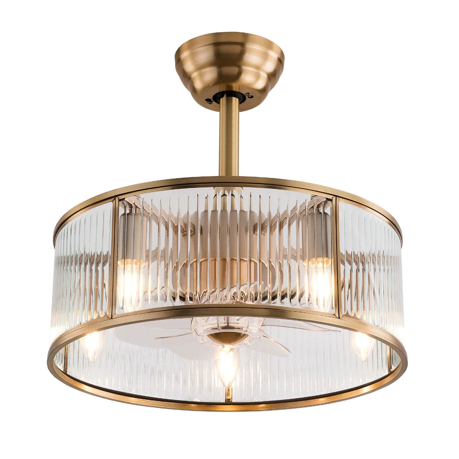 SHZICMY 18inch Farmhouse Ceiling Fan Light Gold With Remote Control For Kitchen Island