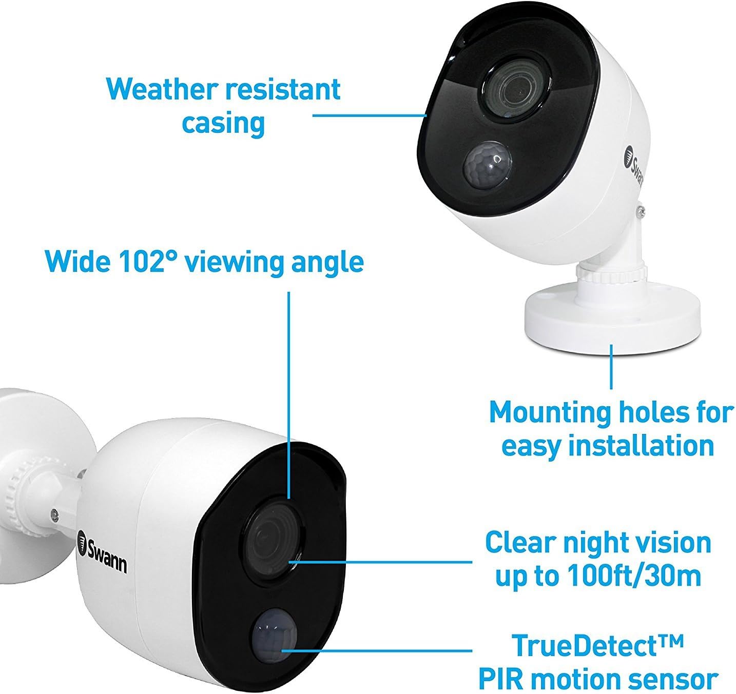 Swann Home Security Camera System, 4 Channel 2 Cameras, Wired CCTV Surveillance 1080p HD DVR 1TB HDD, Weatherproof, Color Night Vision