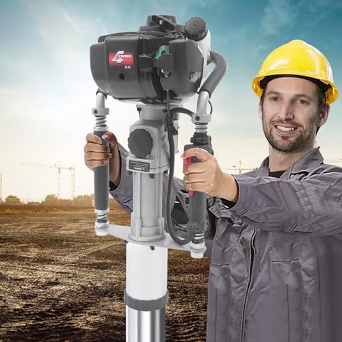 T Post Driver, 2 Stroke 32.6CC Gas Powered Pile Driver, Fence Post Driver Gasoline Piling, Handheld Pile Pounder for Farm Garden
