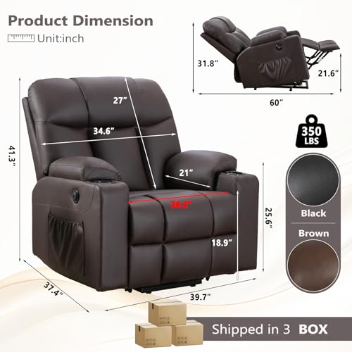 ANJ Large Power Lift Recliner Chair with Massage and Heat for Elderly Big People, Electric Wide Recliners