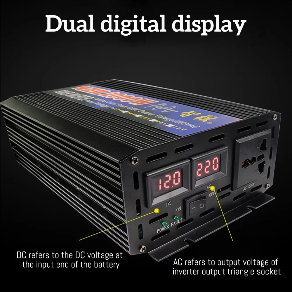 MDHAND 2000 Watts Pure Sine Wave Power Inverter DC 12V to AC 110V Car Converter Charger Adapter USB with LED Display for Car RV Boat Solar Power