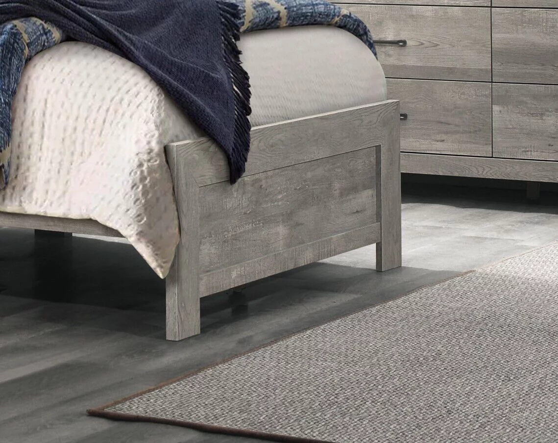 Gray Finish 4pc Bedroom Set Rustic Style Twin Size Bed Nightstand Dresser Mirror