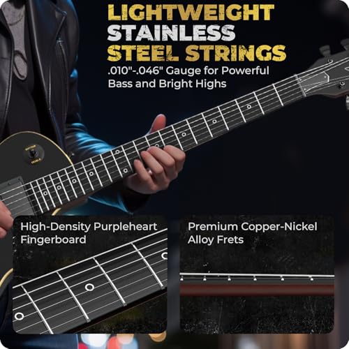 Fesley 39" LP Electric Guitar Kit: Full Size Solid Body Electric Guitars for Beginners with Humbucker Pickups, Poplar Body, Mahogany Neck,22 Frets