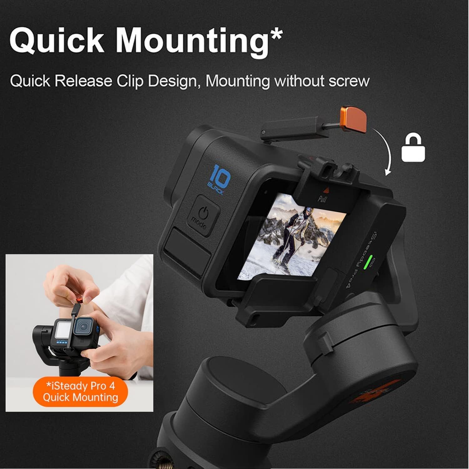 hohem iSteady Pro 4 3-Axis Gimbal Stabilizer for Gopro 10/9 8/7/6/5/4, for Osmo Action and Other Action Cameras - Support Bluetooth & Cable Control