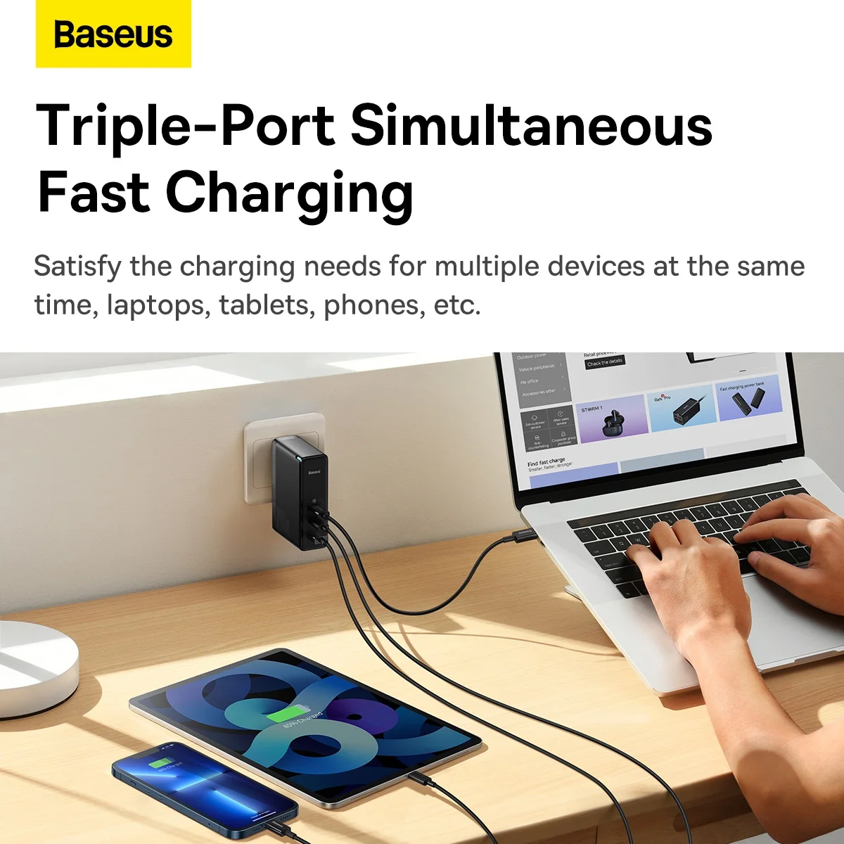 Baseus 140W GaN 5 Pro USB Type C Charger PD 3.1 QC Quick Charge USBC Fast Charging Charger For MacBook Pro iPhone 15 Samsung
