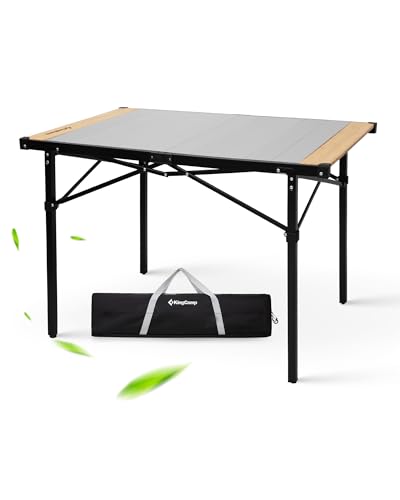 KingCamp Camping Table Folding Portable Table Aluminum Roll Up Lightweight Foldable Large Camp Table for Indoor Outdoor Picnic Backyard, 53.5"X27.5"