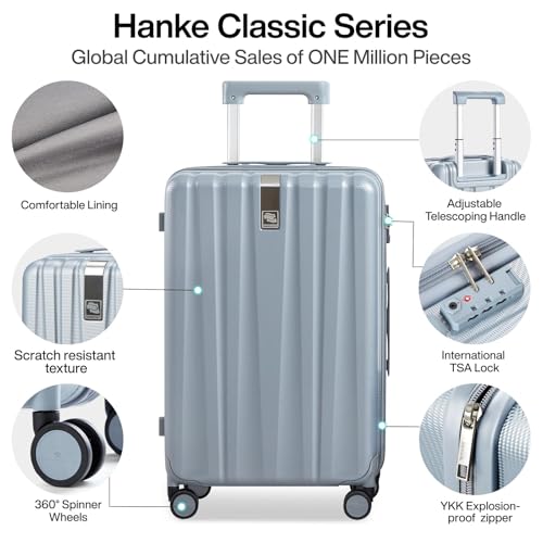 Hanke 29 Inch Luggage Suitcases With Spinner Wheels Lightweight PC hardside Rolling Suitcase With Travel Lock, Checked-Large 29-Inch(Blackish Green)