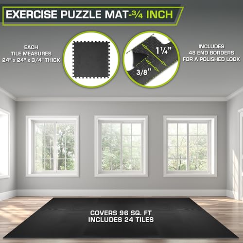 ProsourceFit Extra Thick Puzzle Exercise Mat , EVA Foam Interlocking Tiles for Protective, Cushioned Workout Flooring for Home and Gym Equipment
