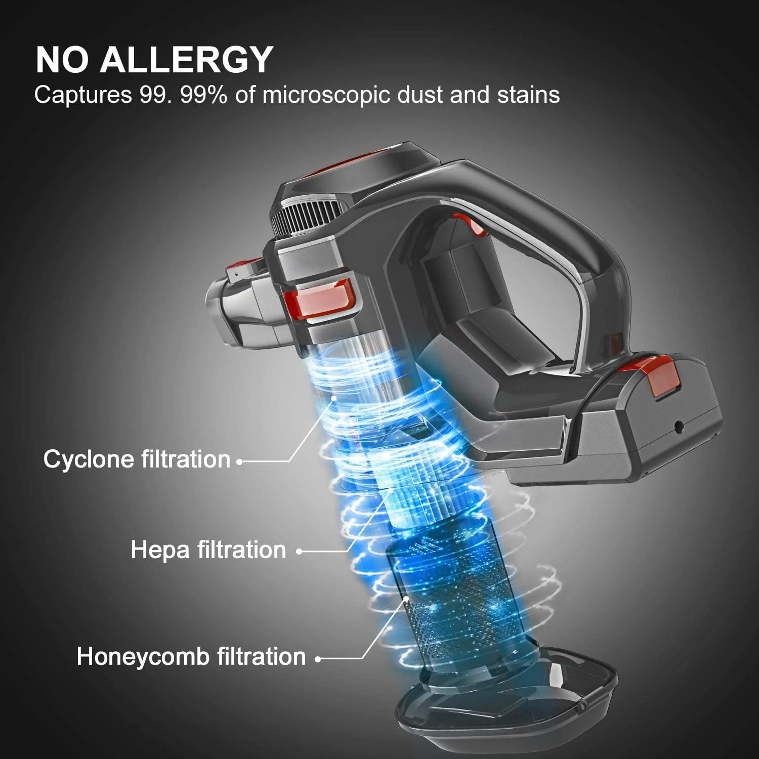 Moosoo Cordless Vacuum 4-in-1 Lightweight Stick Vacuum Cleaner, XL-618A