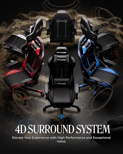 GTPLAYER Gaming Chair with Speakers, Video Game Chairs with Footrest, PC Gamer Chairs for Adults - Padded High Back Ergonomic Reclining Silla Gamer
