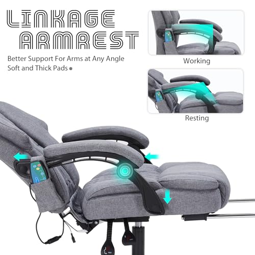 Massage Office Chair with Heat,Reclining Office Chair with Foot Rest,6 Points Vibration Home Desk Chairs for Heavy People 400lbs