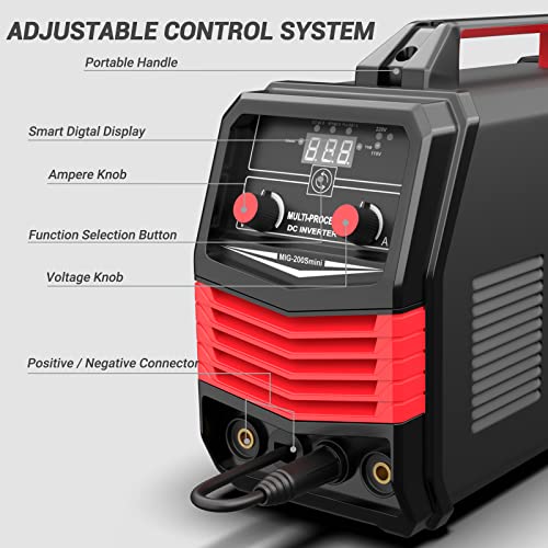 AUTOGEN 200A MIG Welding Machine, 4 in 1 Flux Gas/Gasless/Lift/ARC/TIG Welding Machine, 110V/220V Dual Voltage Stick Welder