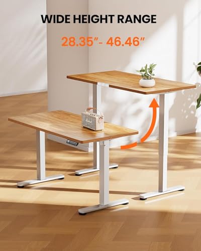 ErGear Height Adjustable Electric Standing Desk, 48 x 24 Inches Sit Stand up Desk, Memory Computer Home Office Desk with Two-Piece Desktop (Walnut)