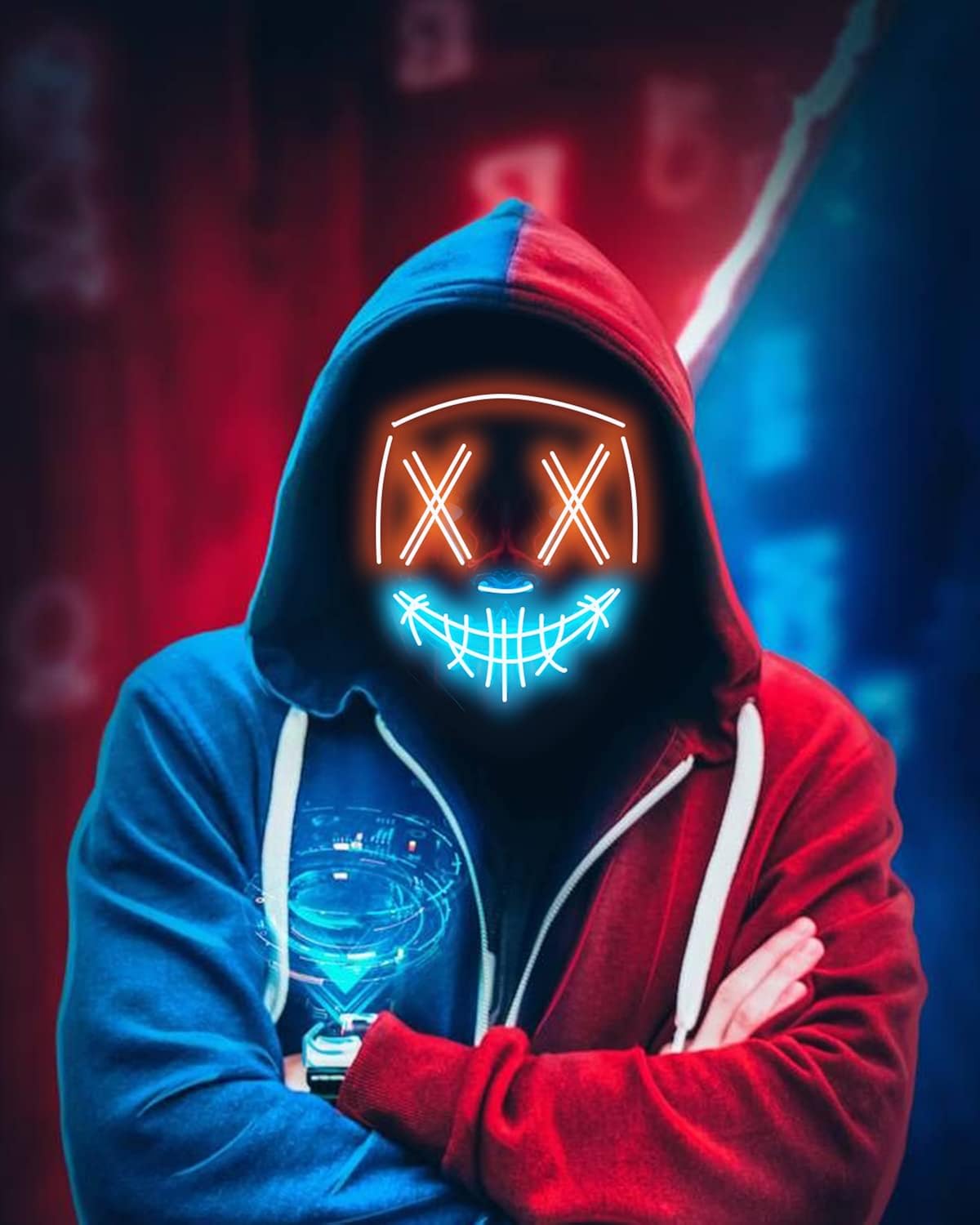 Depointer Halloween Scary Mask Cosplay Led Costume Mask EL Wire Light up Halloween Festival Party