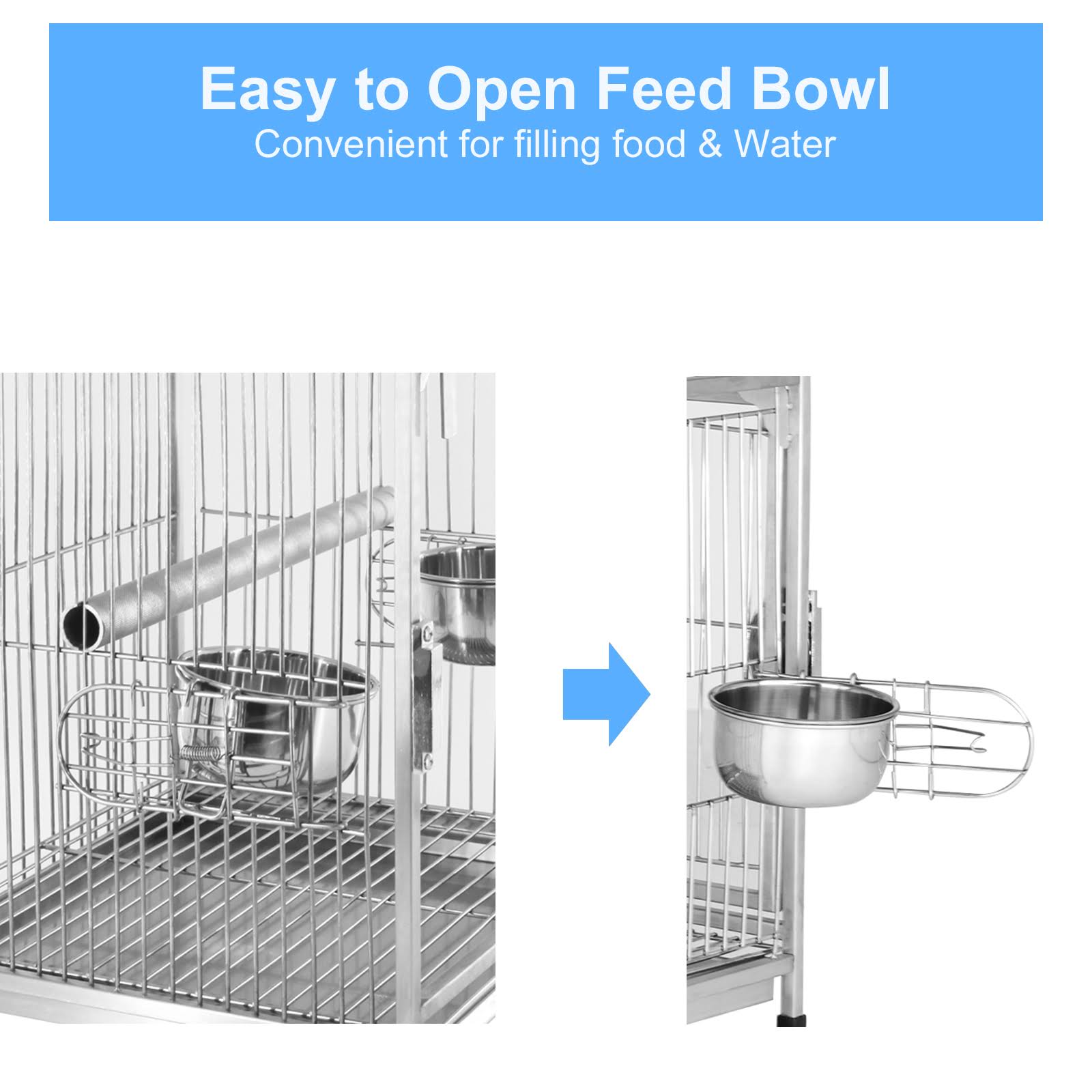 Pawhut Dome Top Stainless Steel Travel Bird Cage