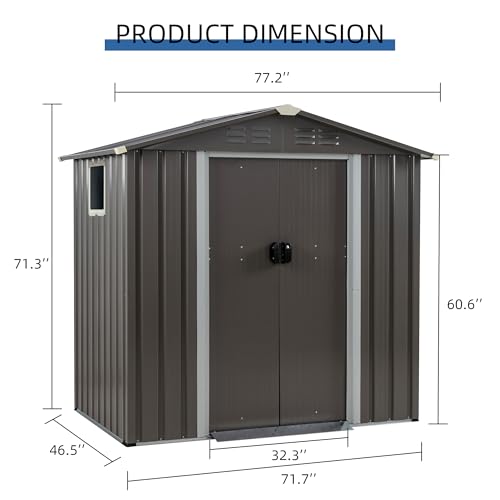 JYQAQA 5x3 FT Outdoor Garden Storage Shed, Waterproof Metal Garden Sheds with Window and Lockable Double Door