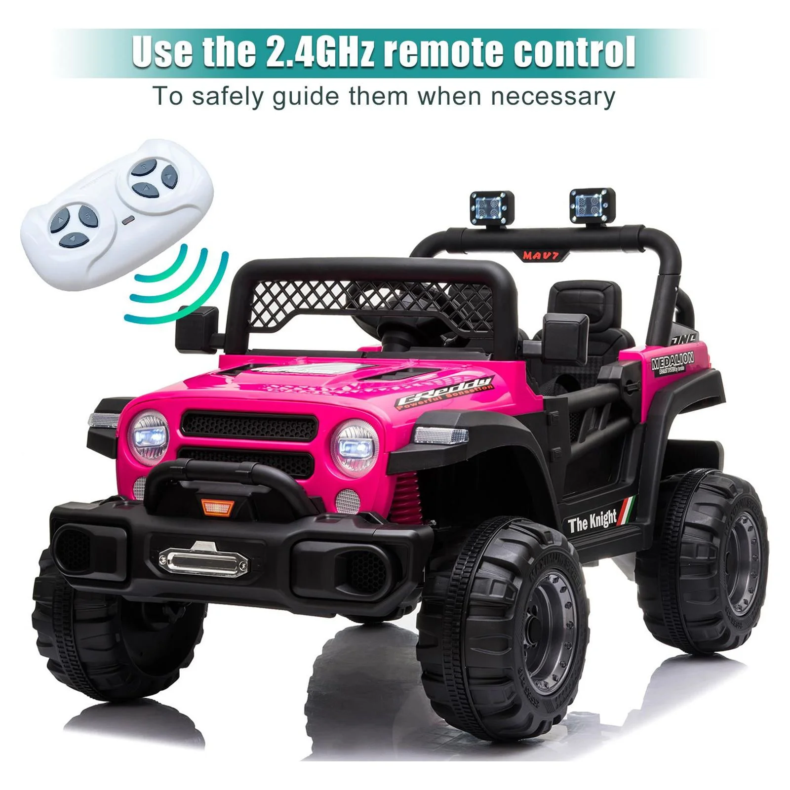 Ktaxon Ride on Truck, Dual Drive Electric 12V Battery Powered Kids Toddler Motorized Off-Road Vehicles Toy Car, Rose Red
