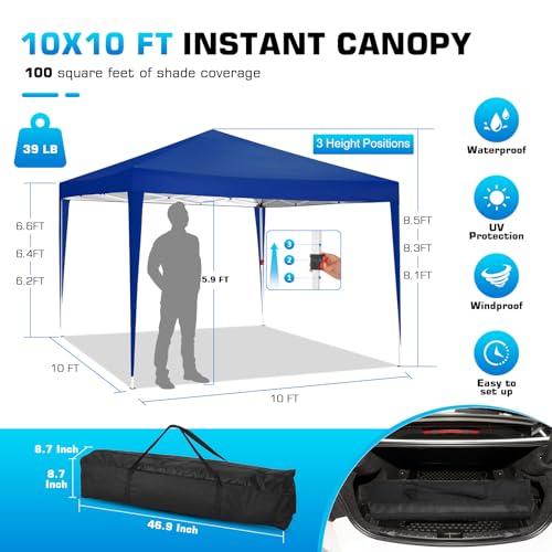COBIZI Canopy 10x20 Pop Up Canopy Tent with 6 Sidewalls Party Tents for Parties Weddings Backyard Waterproof Canopy Outdoor Commercial Canopy Event