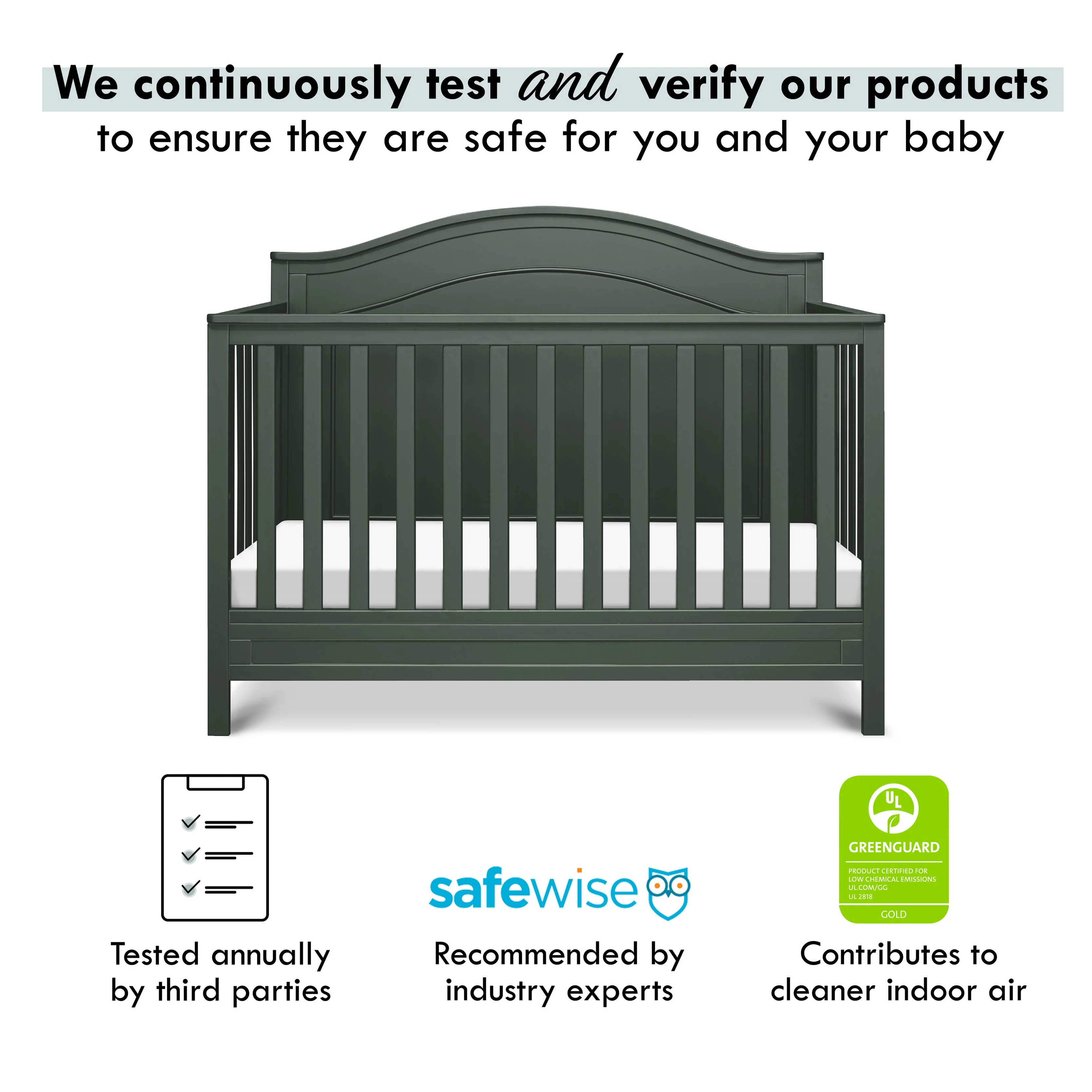 DaVinci Charlie 4-in-1 Convertible Crib, Greenguard Gold Certified, Forest Green