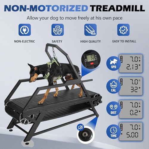 Dog Treadmill for Large & Medium Dogs - Slatmill for Dogs with Adjustable Resistance, Disc Brake & Pedometer, 300 lbs Heavy Duty