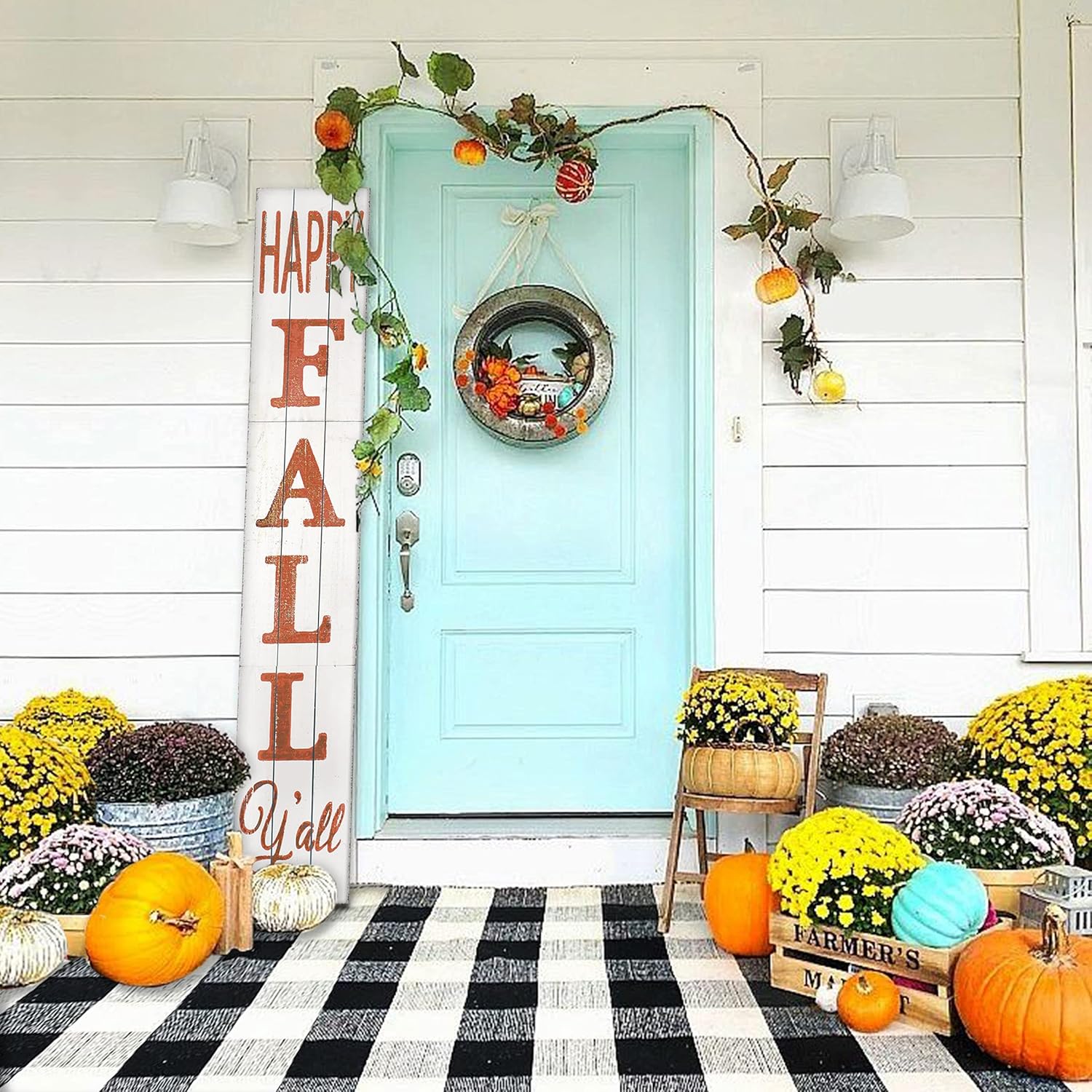 Outdoor Welcome Sign for Front Porch Decor, Interchangeable Seasonal Icons Vertical Welcome Sign, Modern Farmhouse Decor for The Home