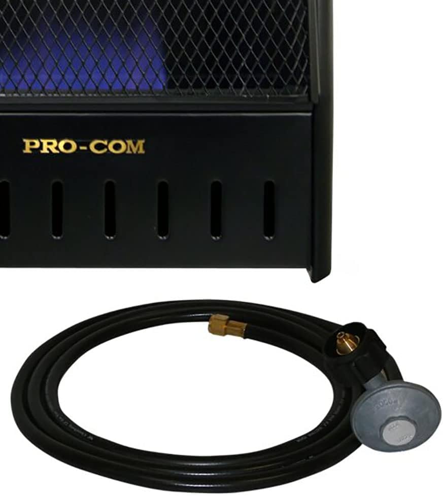ProCom ML100TBAHR Ventless Propane Gas Blue Flame Space Heater with Thermostat Control for Living Room, Bedroom, Home Office, 10000 BTU