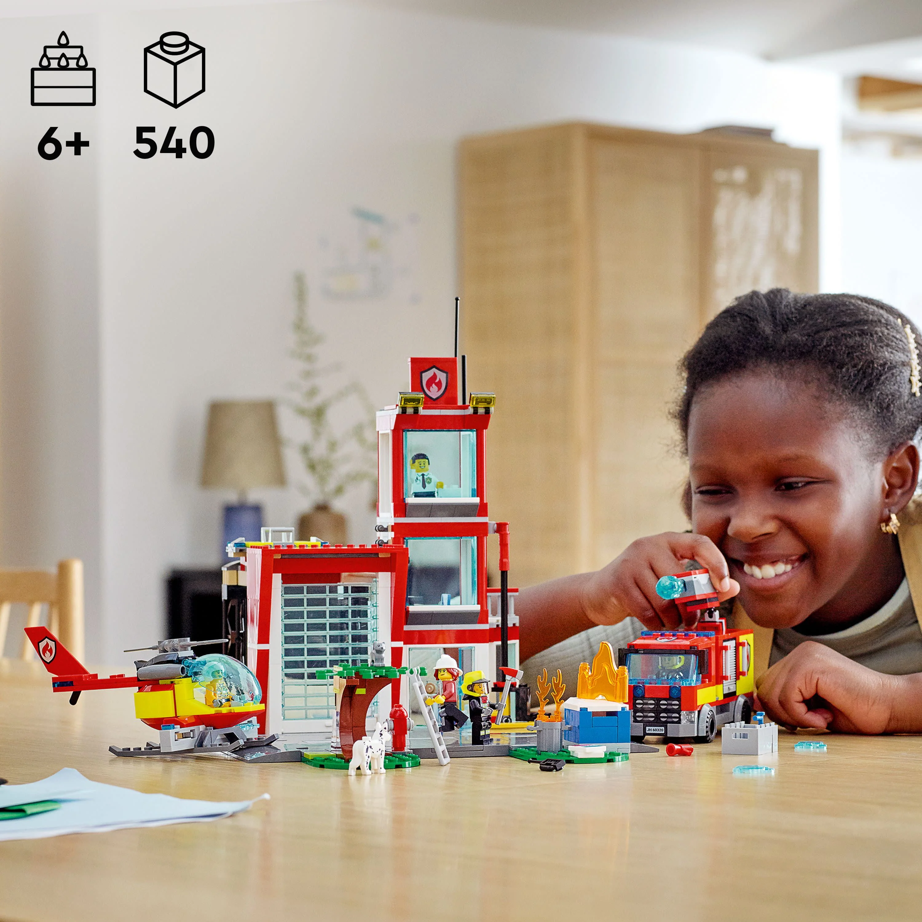 LEGO City Fire Station Set 60320 with Garage, Helicopter & Fire Engine Toys plus Firefighter Minifigures, Emergency Vehicles Playset