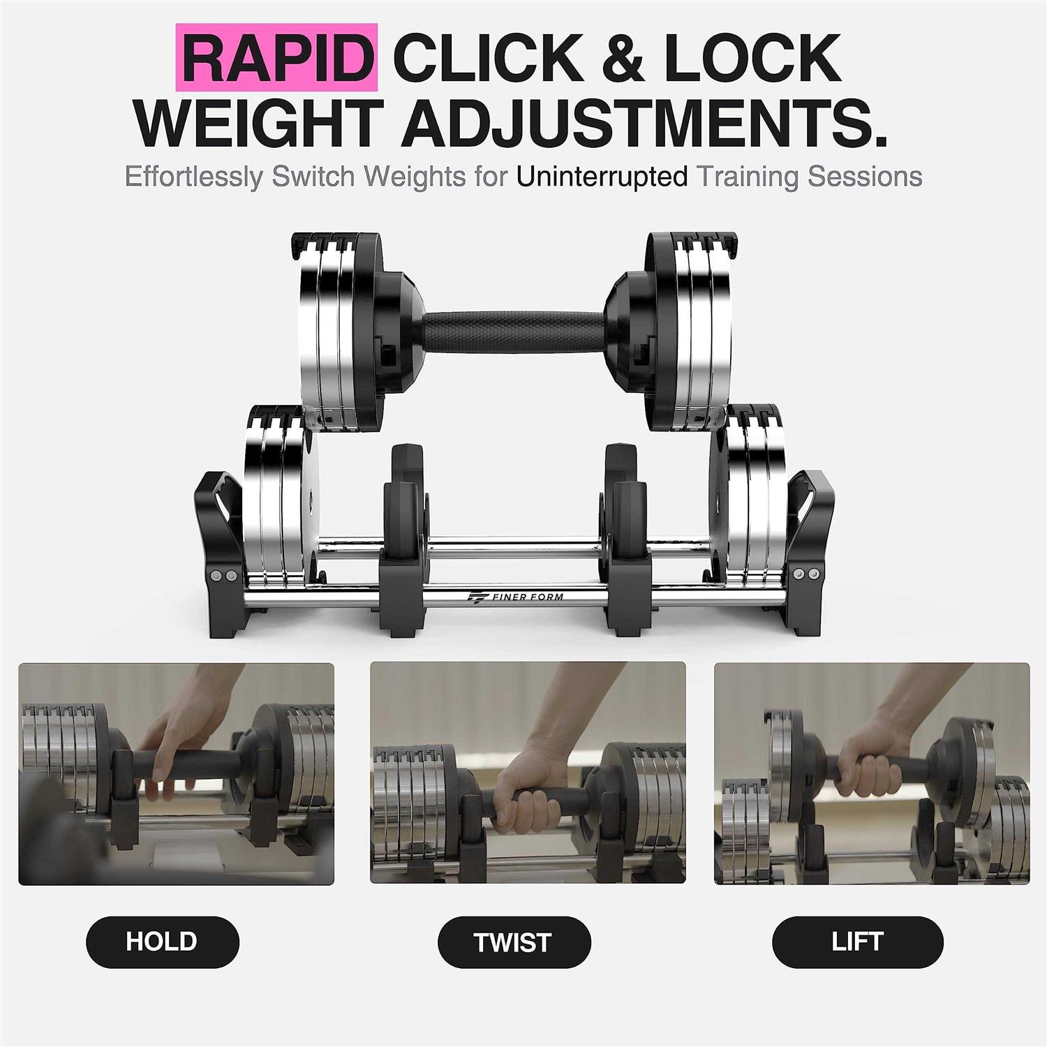 Finer Form Adjustable Dumbbells 5-32.5 LBs - Sports Supplies Online Store