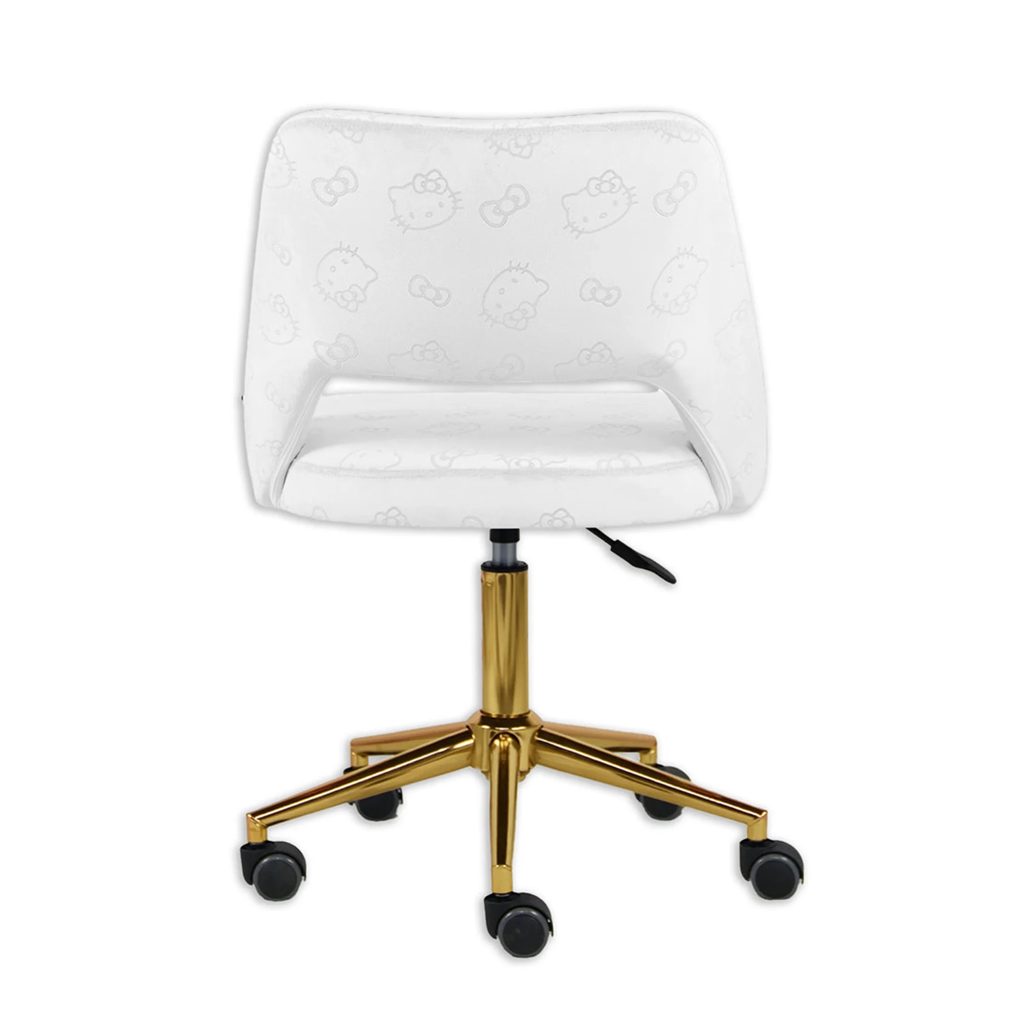 Impressions Vanity Hello Kitty Velvet Swivel Vanity Chair with Back, Ergonomic Backrest Cute Desk Chair with Wheels