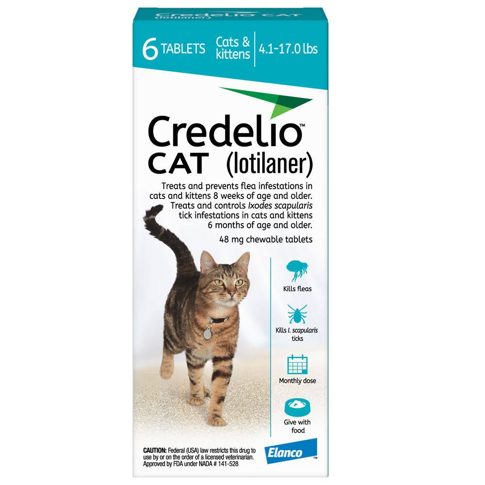 Credelio for Cats (lotilaner) 6 Chewable Tablets, 4.1-17.0 lbs