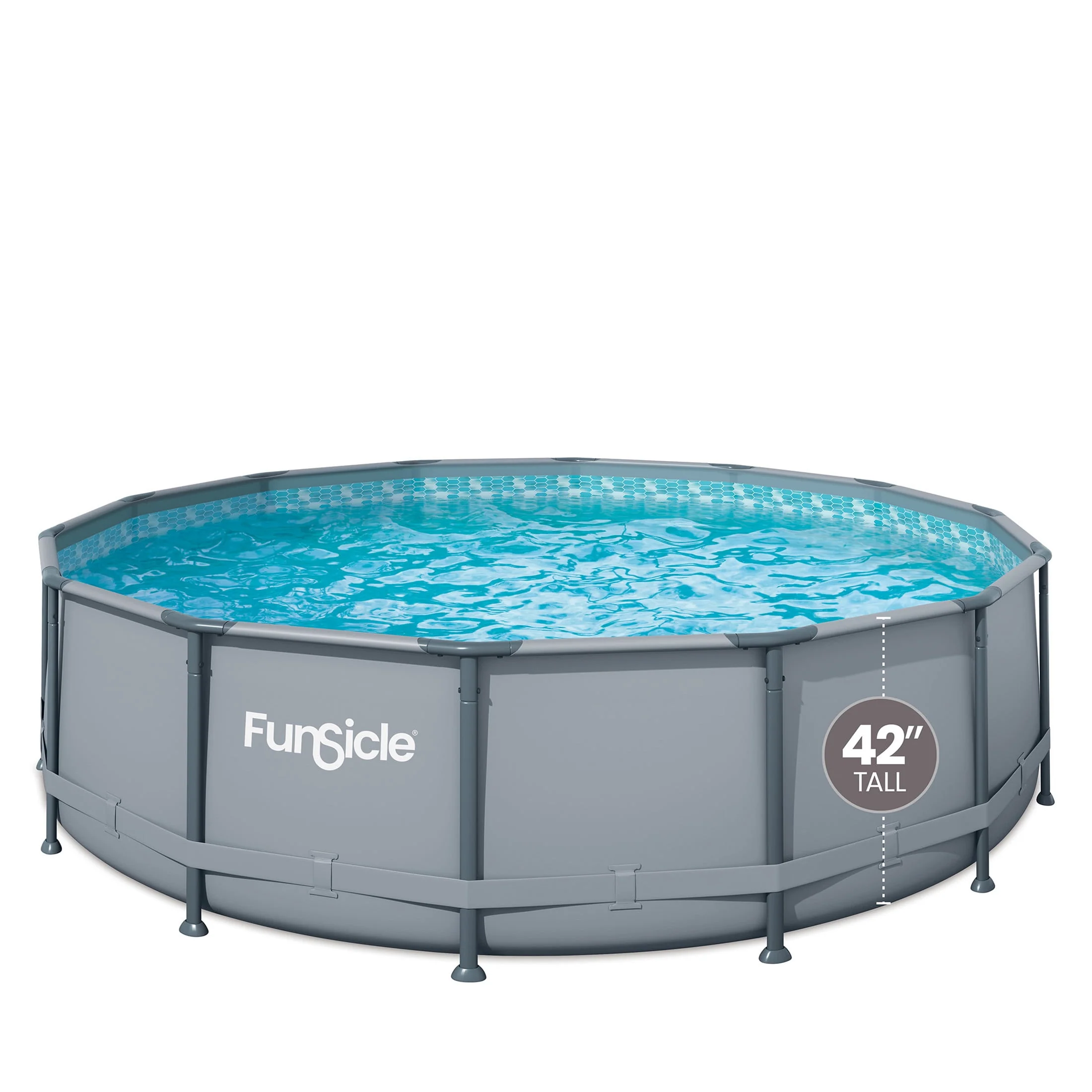 Funsicle 14 ft Oasis Round Above Ground Metal Frame Swimming Pool, Includes SkimmerPlus Pump, Age 6 & up