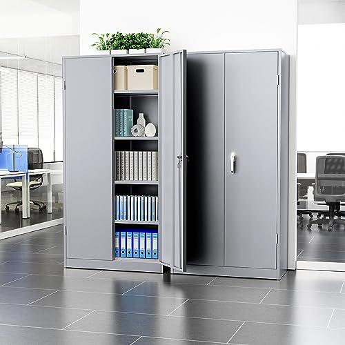 Greenvelly Metal Storage Cabinet, 72" Black Locking Storage Cabinets with Doors and 4 Shelves, Metal Cabinet for Garage Home Office, Classroom