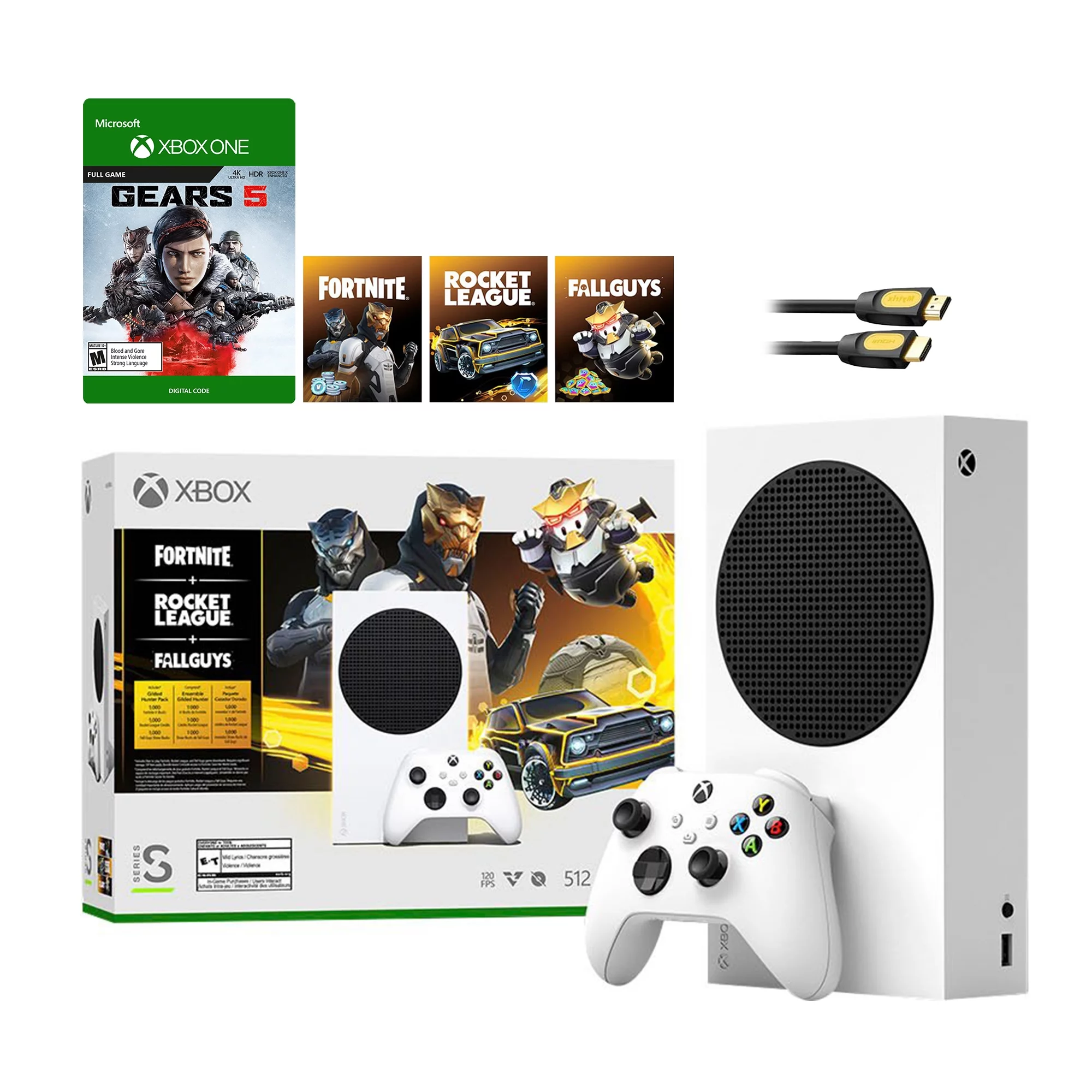 Microsoft Xbox Series S Gilded Hunter Bundle - Fortnite, Rocket League & Fall Guys with Gears 5 Full Game and Mytrix High Speed HDMI