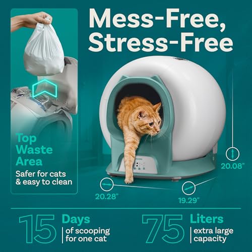 Self Cleaning Litter Box with Auto Safety Sensors for Multiple Cats - Automatic Cat Litter Box Self-Cleaning