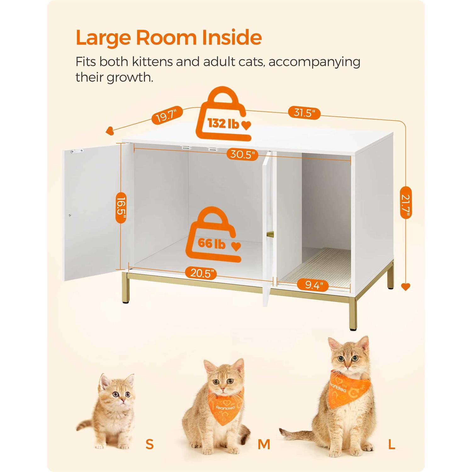 Feandrea Litter Box Enclosure Modern Cat Litter Box Furniture Hidden with Scratching Mat - Pet Supplies online store