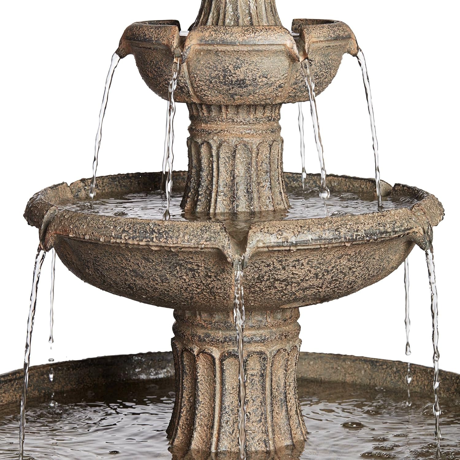 Farron Rustic Outdoor Floor Water Fountain 46" High with Light LED 3-Tiered for Garden Patio Yard Deck Home Lawn Porch House Relaxation Exterior