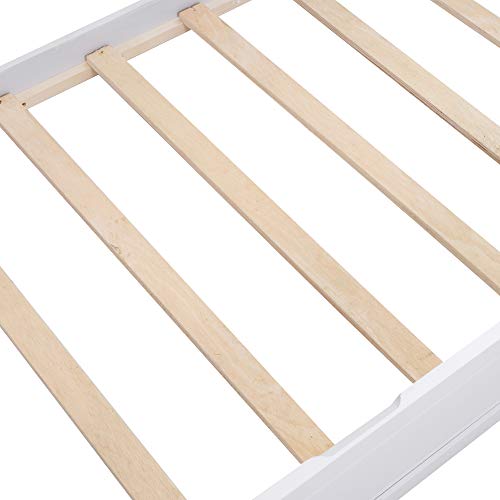 SOFTSEA Twin Over Full Bunk Bed with Slide, Solid Wood Bunk Beds with Stairs for Kids